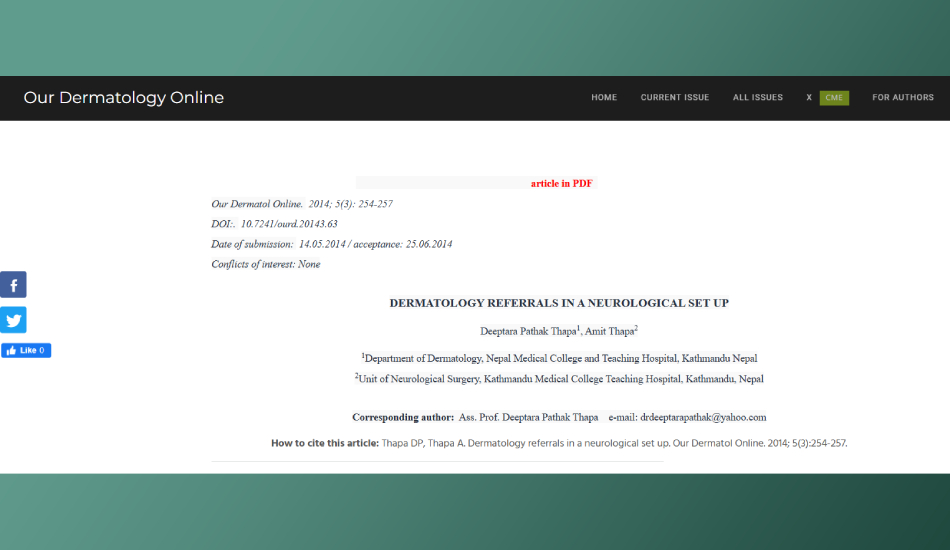 Dermatology referrals in a neurological set up